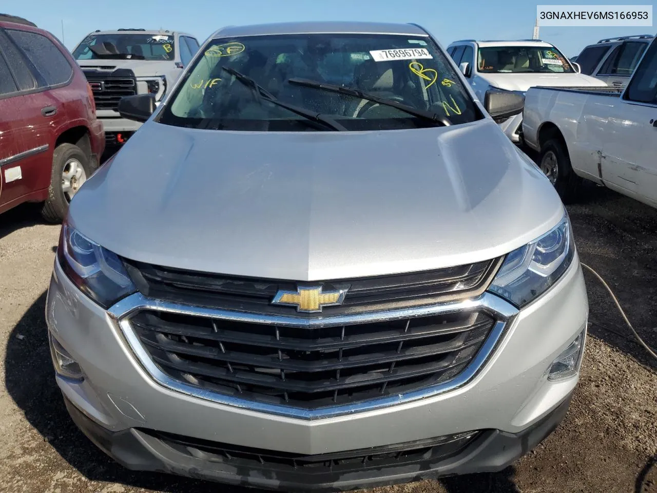 2021 Chevrolet Equinox Ls VIN: 3GNAXHEV6MS166953 Lot: 76896794