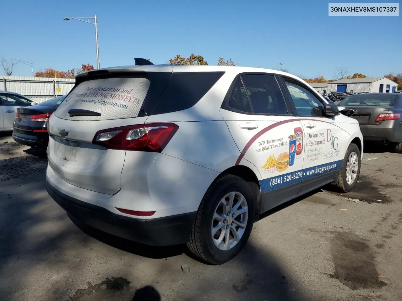 2021 Chevrolet Equinox Ls VIN: 3GNAXHEV8MS107337 Lot: 77070194