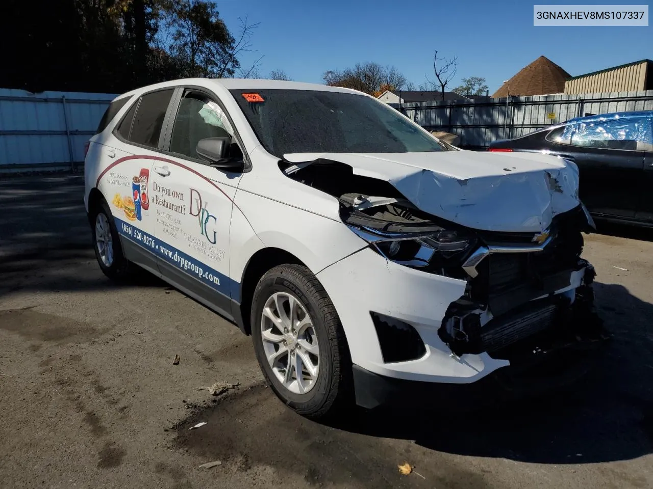 2021 Chevrolet Equinox Ls VIN: 3GNAXHEV8MS107337 Lot: 77070194