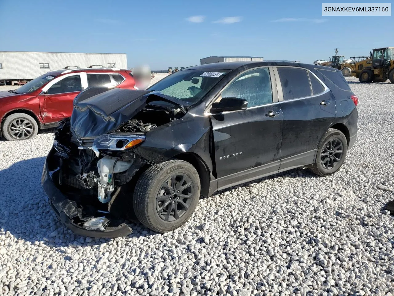 2021 Chevrolet Equinox Lt VIN: 3GNAXKEV6ML337160 Lot: 77092834