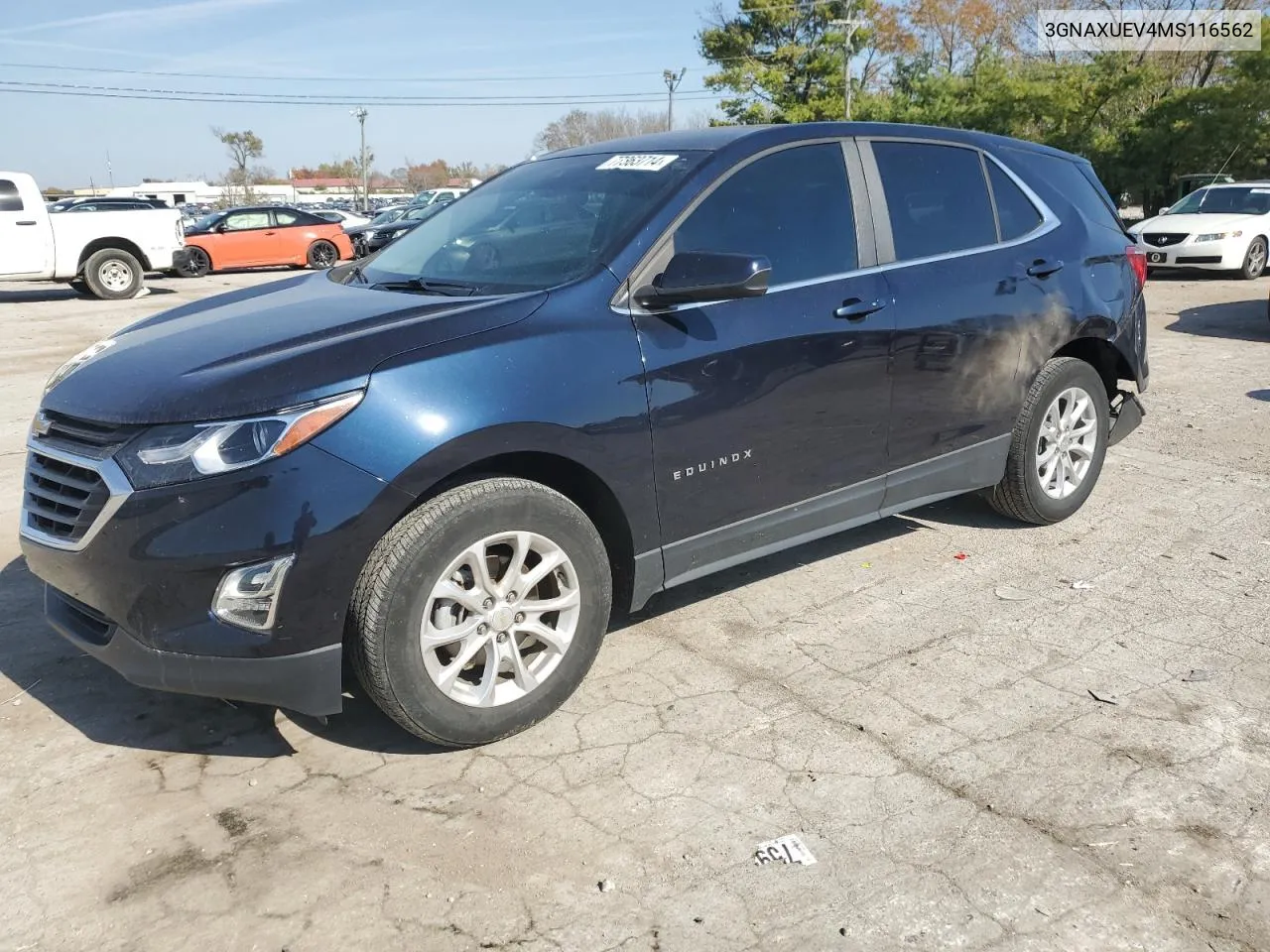 2021 Chevrolet Equinox Lt VIN: 3GNAXUEV4MS116562 Lot: 77363714