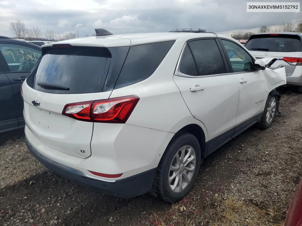 2021 Chevrolet Equinox Lt VIN: 3GNAXKEV8MS152792 Lot: 77401354