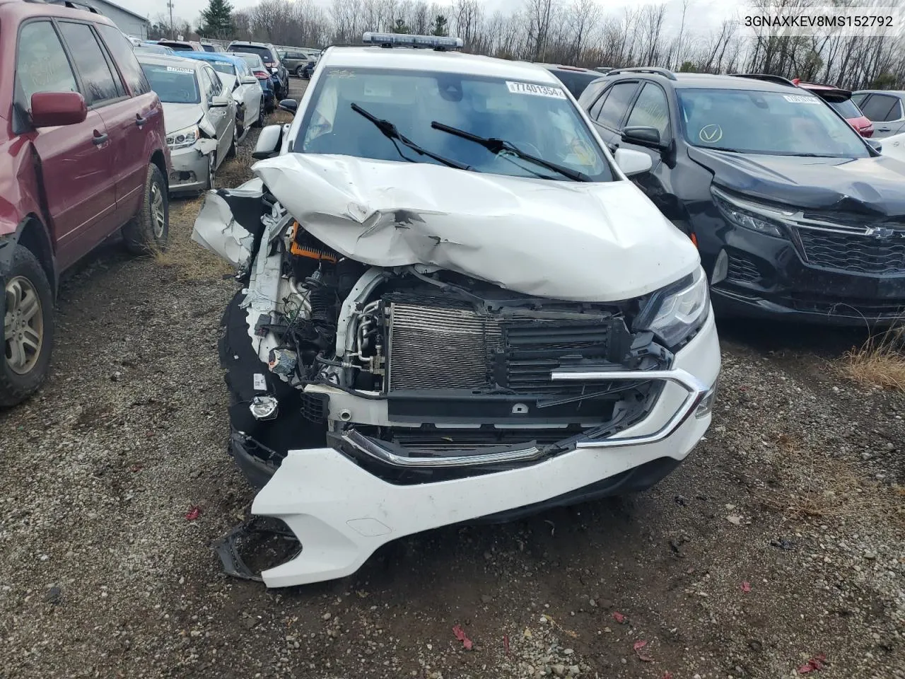 2021 Chevrolet Equinox Lt VIN: 3GNAXKEV8MS152792 Lot: 77401354