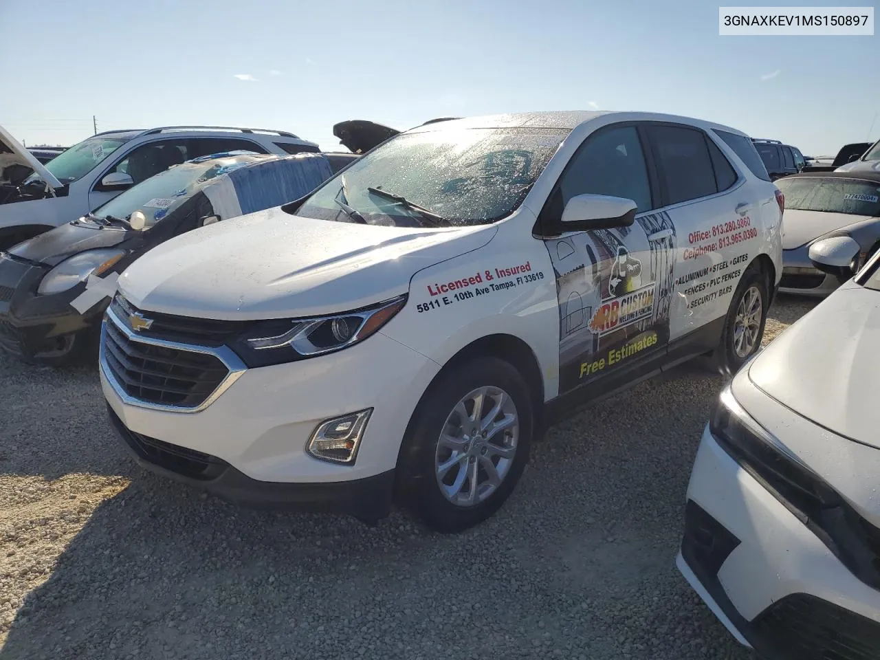 2021 Chevrolet Equinox Lt VIN: 3GNAXKEV1MS150897 Lot: 77615214