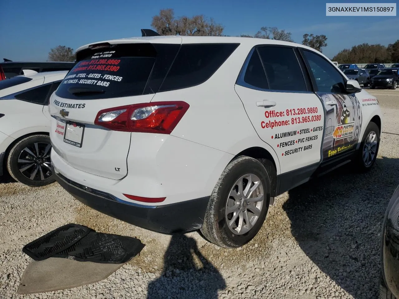 2021 Chevrolet Equinox Lt VIN: 3GNAXKEV1MS150897 Lot: 77615214