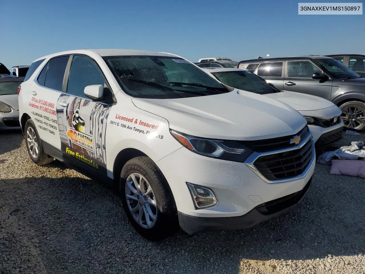 2021 Chevrolet Equinox Lt VIN: 3GNAXKEV1MS150897 Lot: 77615214