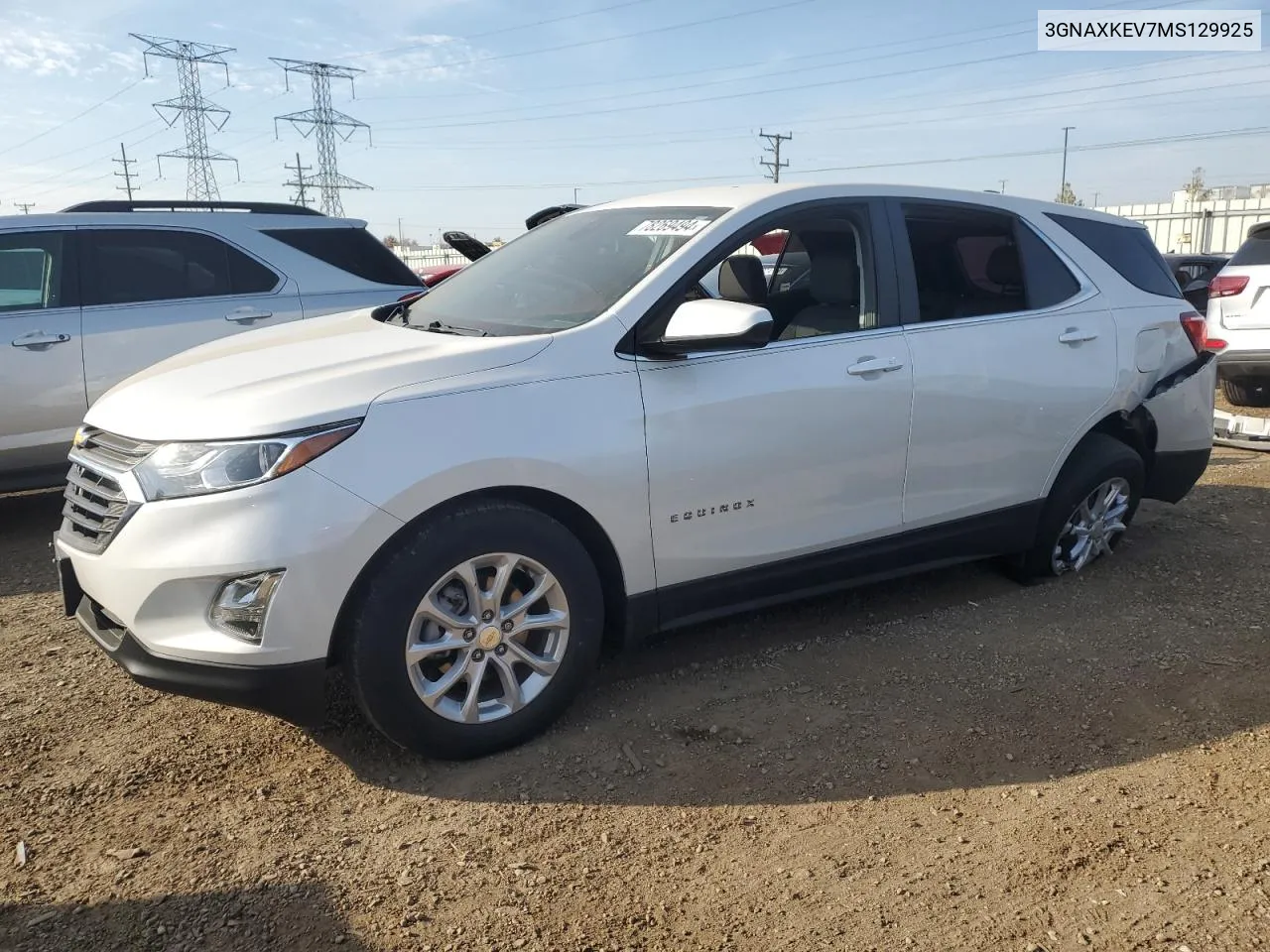 2021 Chevrolet Equinox Lt VIN: 3GNAXKEV7MS129925 Lot: 78269494