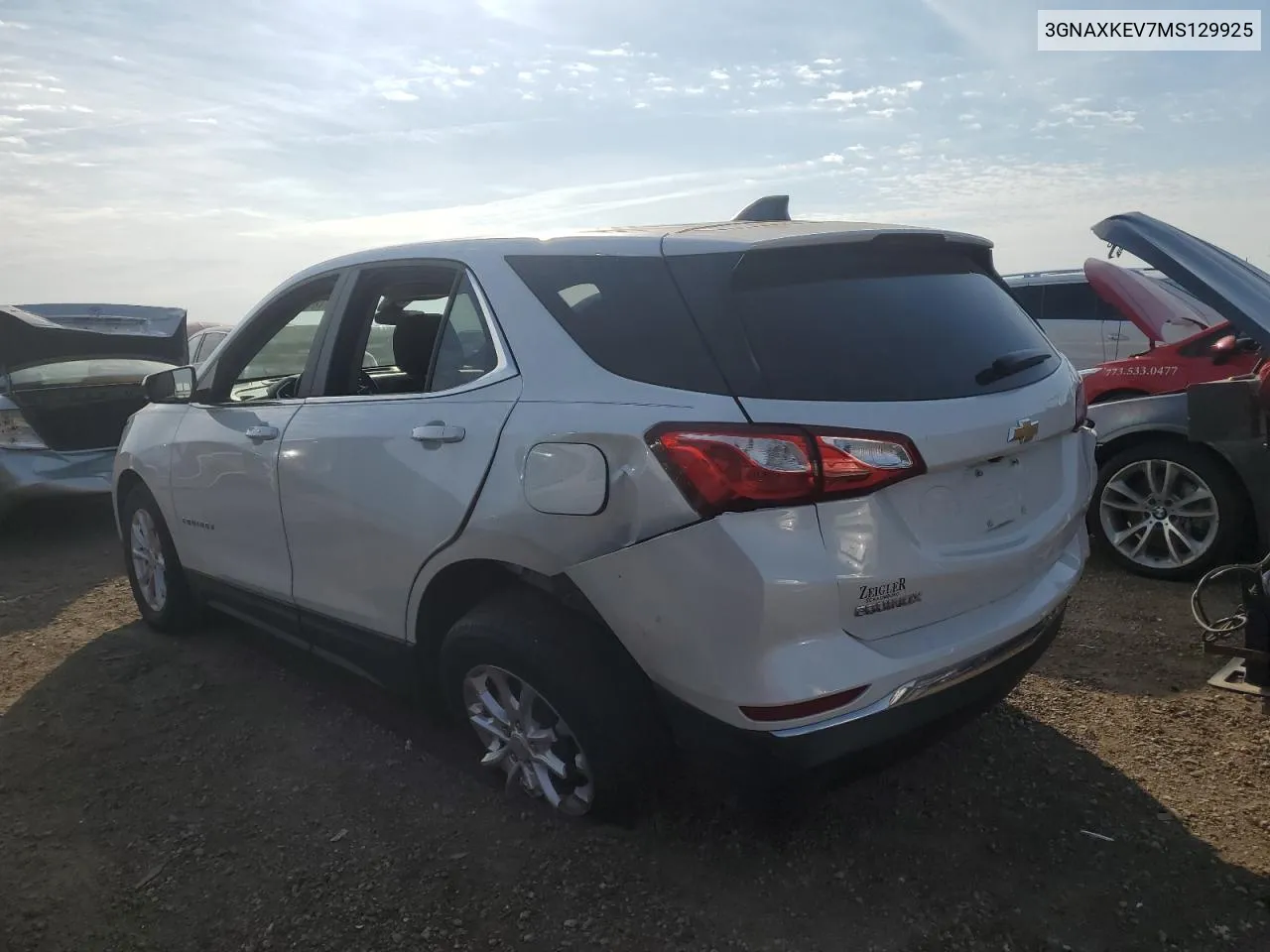 2021 Chevrolet Equinox Lt VIN: 3GNAXKEV7MS129925 Lot: 78269494