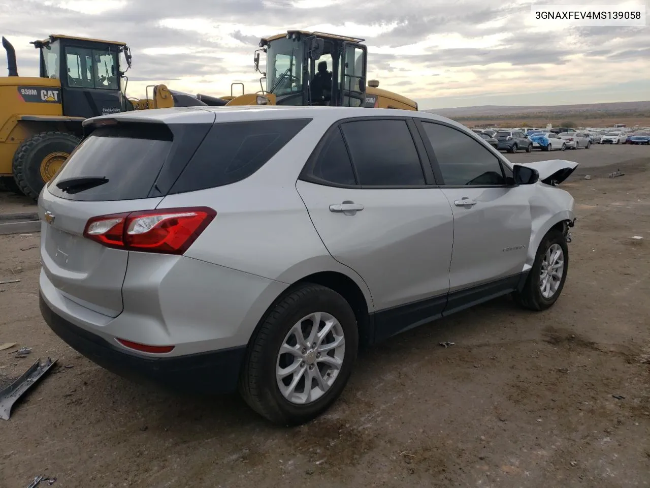 2021 Chevrolet Equinox VIN: 3GNAXFEV4MS139058 Lot: 78614624