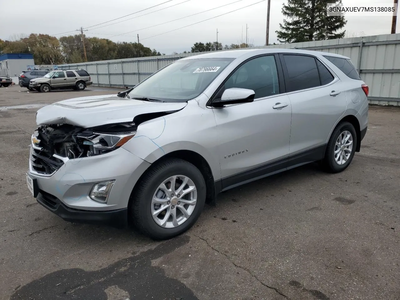 2021 Chevrolet Equinox Lt VIN: 3GNAXUEV7MS138085 Lot: 78796664