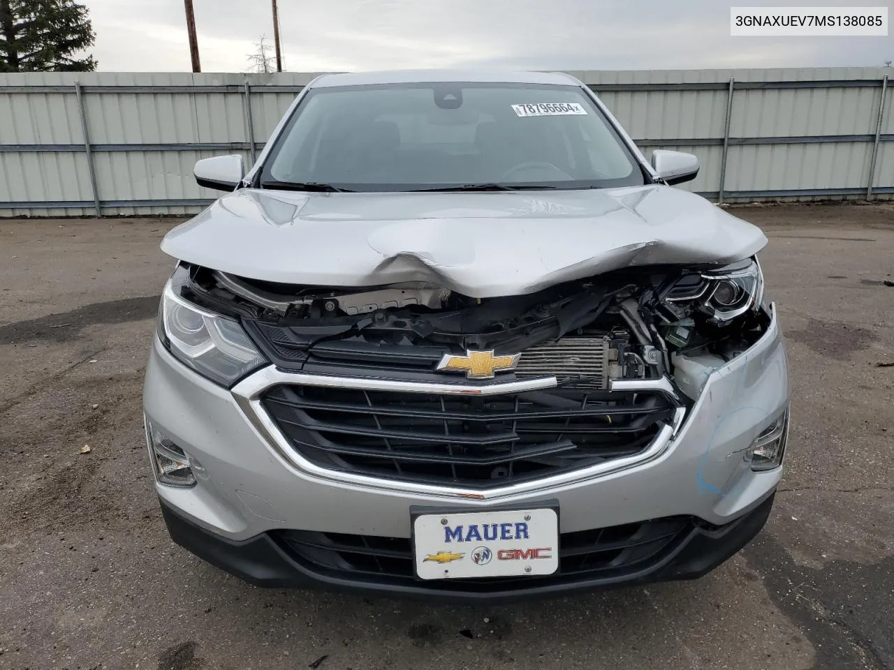 2021 Chevrolet Equinox Lt VIN: 3GNAXUEV7MS138085 Lot: 78796664