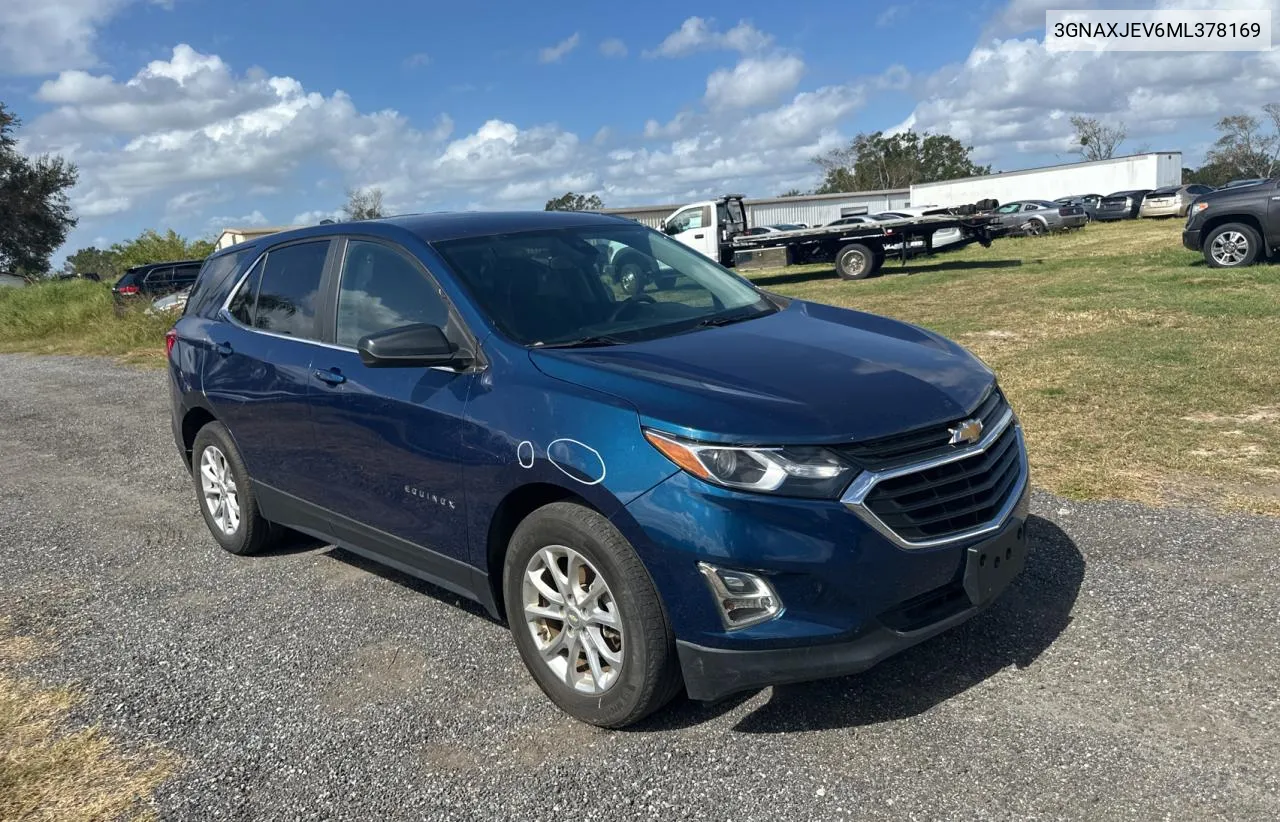 2021 Chevrolet Equinox Lt VIN: 3GNAXJEV6ML378169 Lot: 78907414