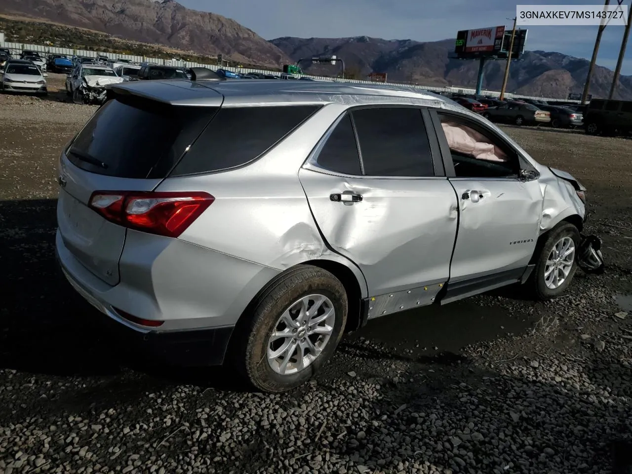 2021 Chevrolet Equinox Lt VIN: 3GNAXKEV7MS143727 Lot: 79940864