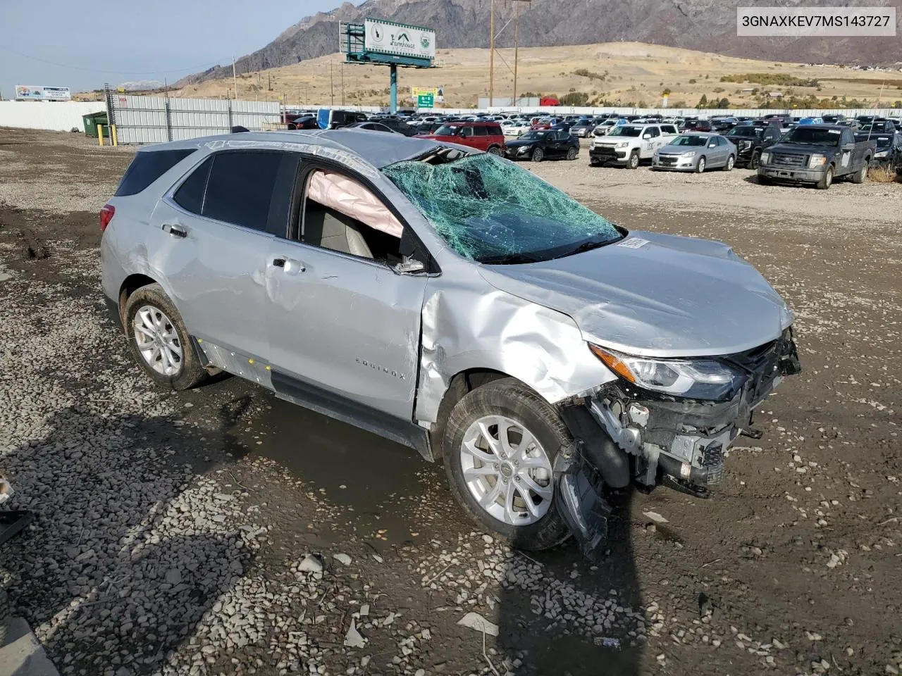 2021 Chevrolet Equinox Lt VIN: 3GNAXKEV7MS143727 Lot: 79940864