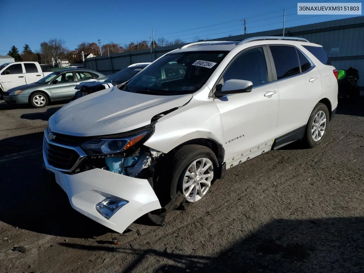 2021 Chevrolet Equinox Lt VIN: 3GNAXUEVXMS151803 Lot: 80487284