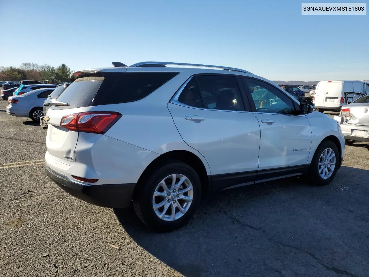 2021 Chevrolet Equinox Lt VIN: 3GNAXUEVXMS151803 Lot: 80487284