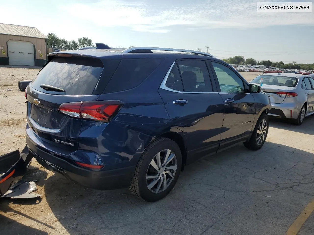 2022 Chevrolet Equinox Premier VIN: 3GNAXXEV6NS187989 Lot: 59630204