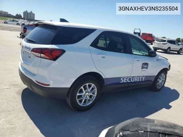 2022 Chevrolet Equinox Ls VIN: 3GNAXHEV3NS235504 Lot: 59914104