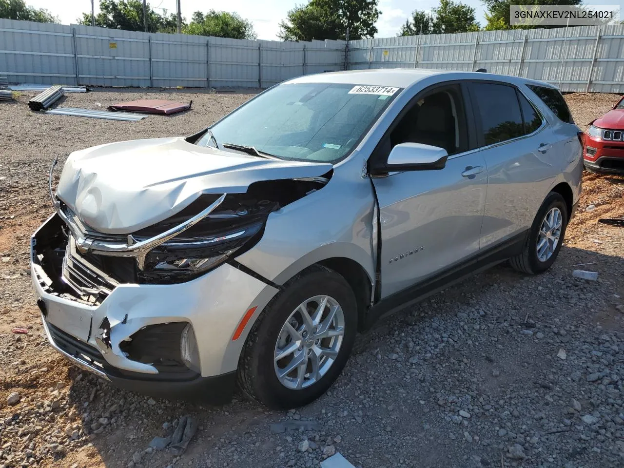 2022 Chevrolet Equinox Lt VIN: 3GNAXKEV2NL254021 Lot: 62533714