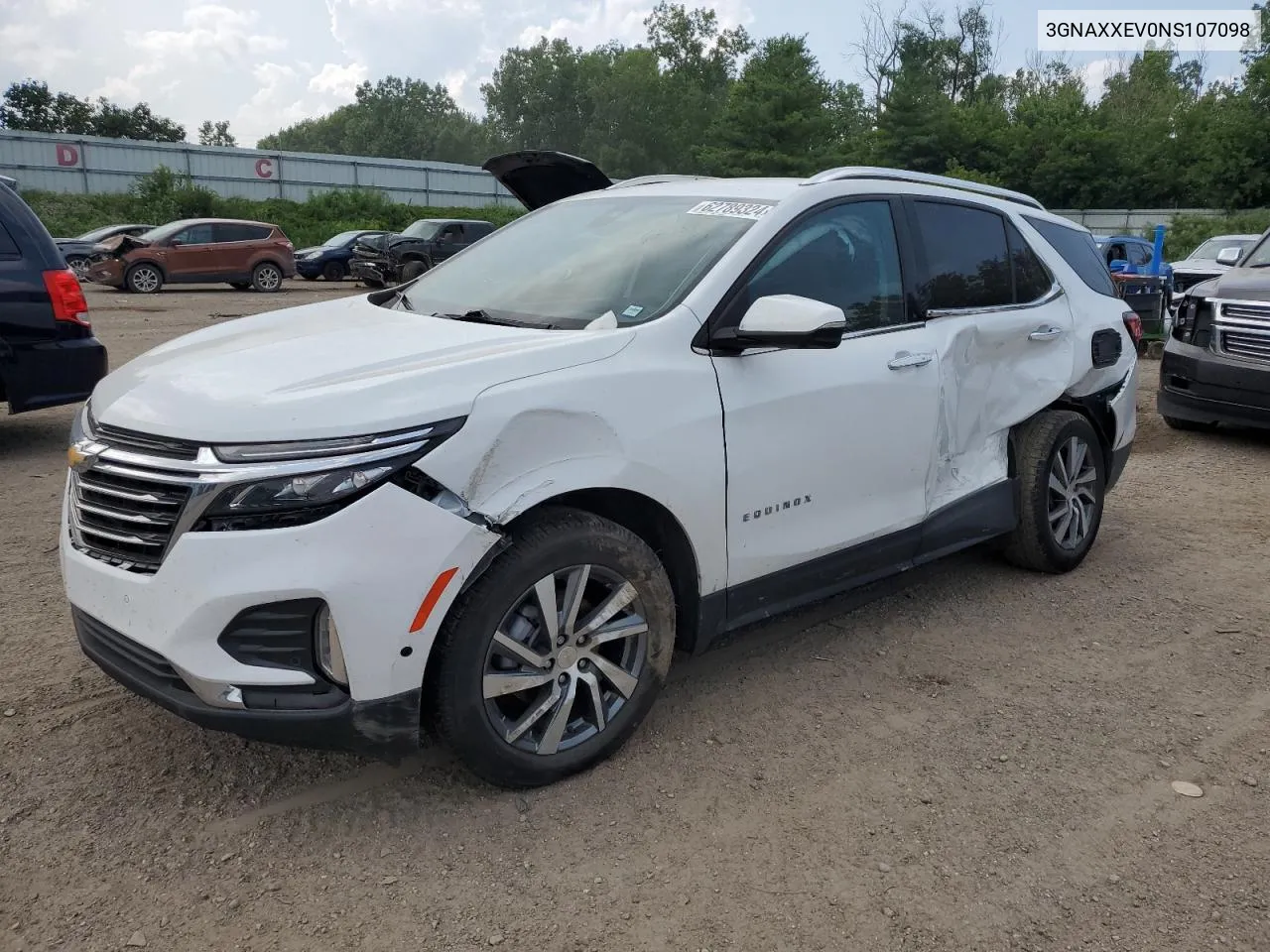 2022 Chevrolet Equinox Premier VIN: 3GNAXXEV0NS107098 Lot: 62789324