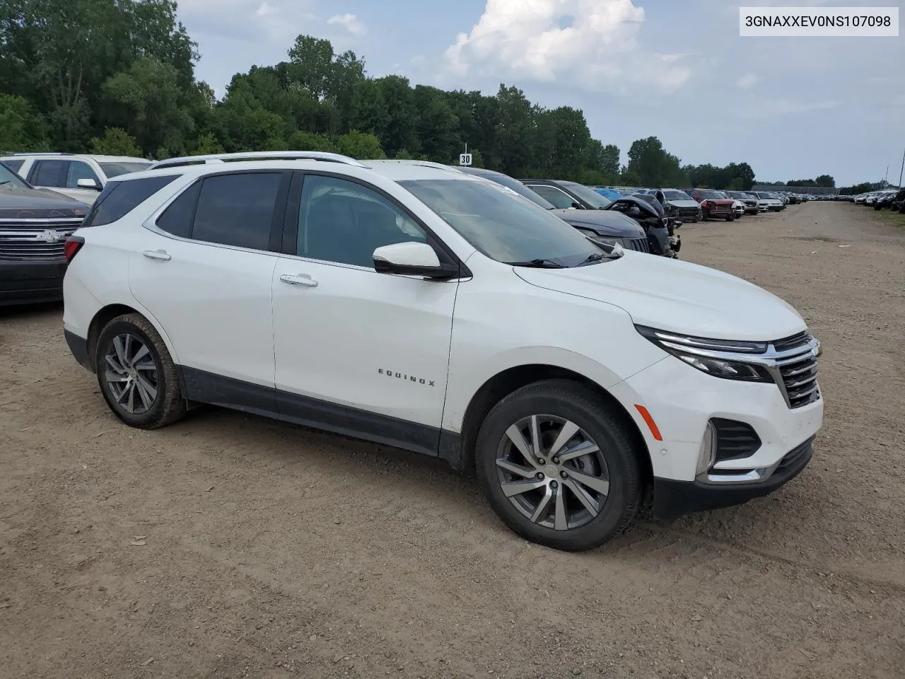 2022 Chevrolet Equinox Premier VIN: 3GNAXXEV0NS107098 Lot: 62789324