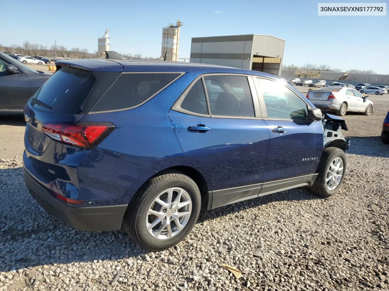 2022 Chevrolet Equinox Ls VIN: 3GNAXSEVXNS177792 Lot: 70945814