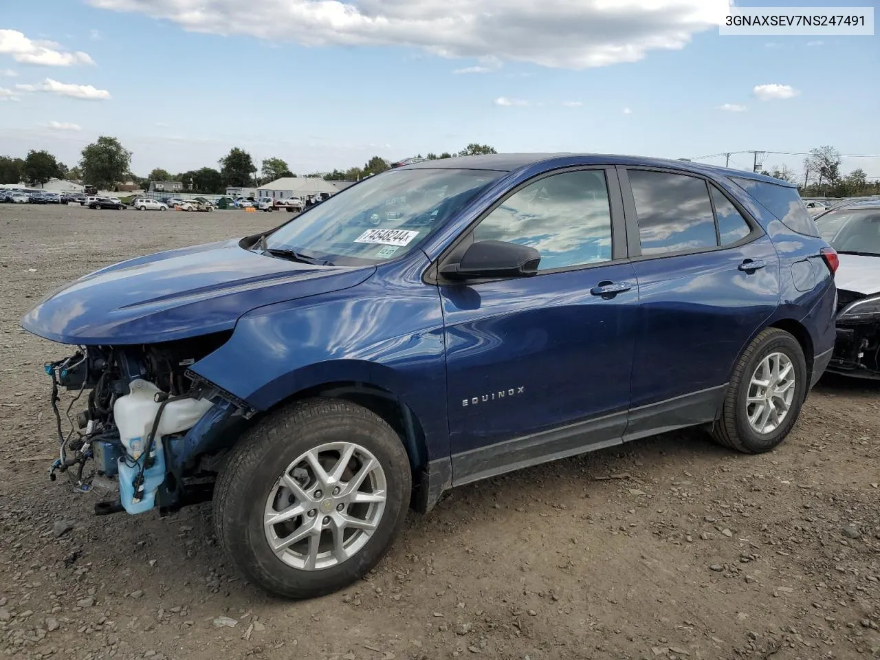 2022 Chevrolet Equinox Ls VIN: 3GNAXSEV7NS247491 Lot: 74548244