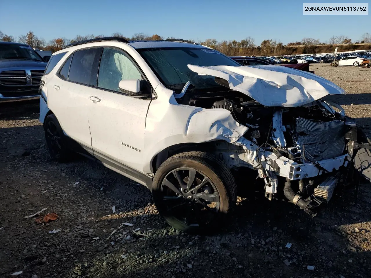 2022 Chevrolet Equinox Rs VIN: 2GNAXWEV0N6113752 Lot: 77080904