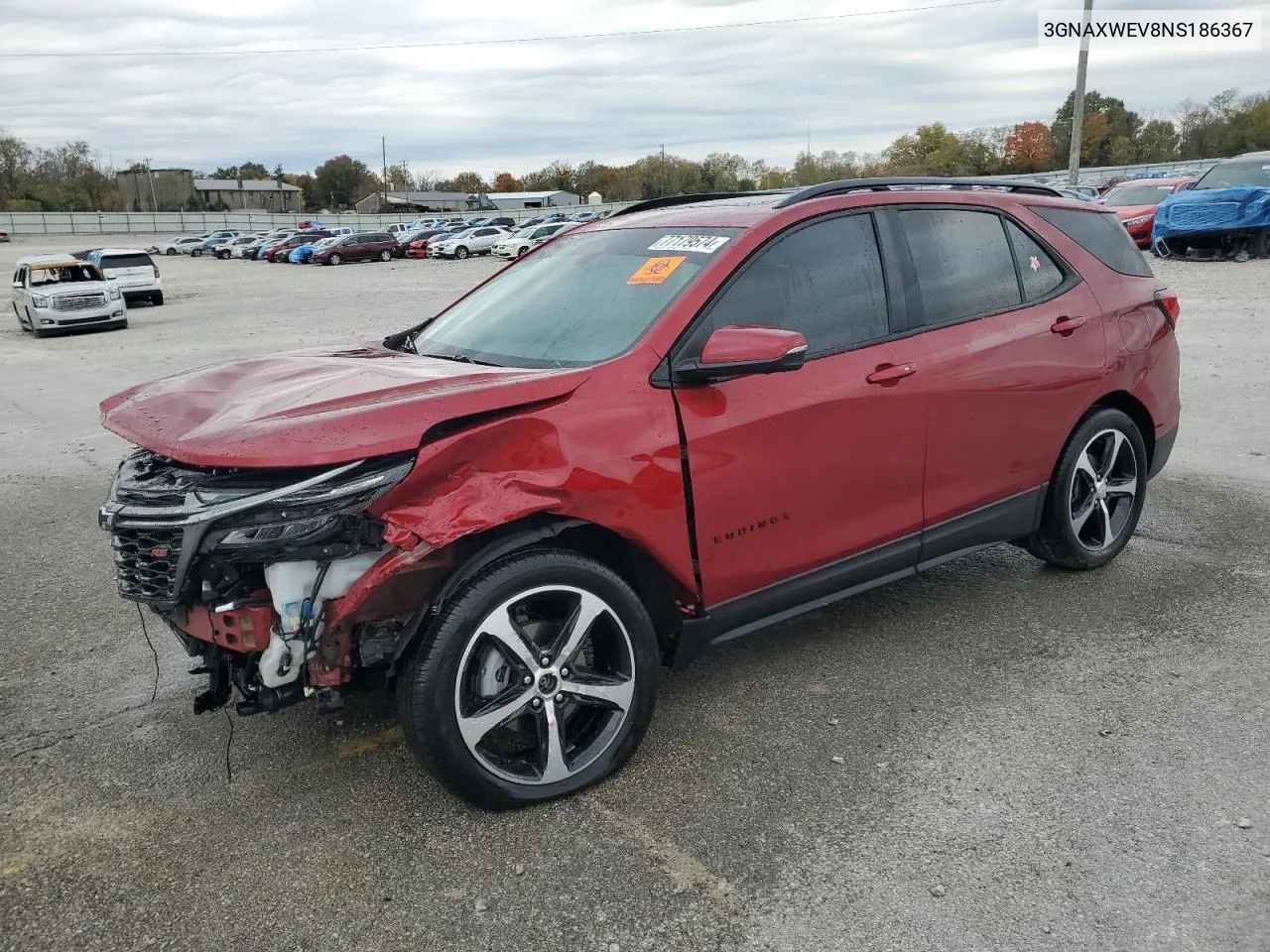 2022 Chevrolet Equinox Rs VIN: 3GNAXWEV8NS186367 Lot: 77179574