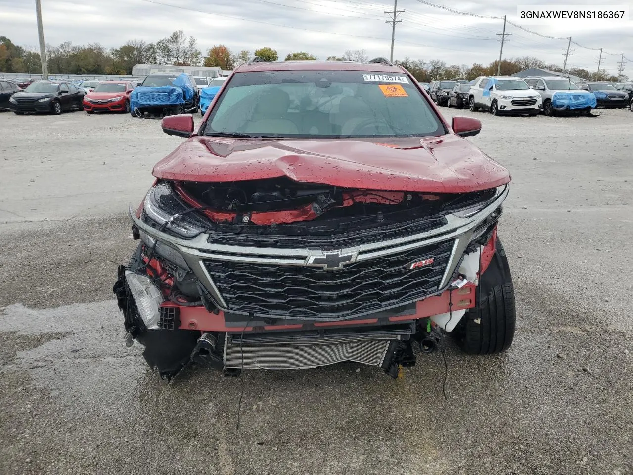 2022 Chevrolet Equinox Rs VIN: 3GNAXWEV8NS186367 Lot: 77179574