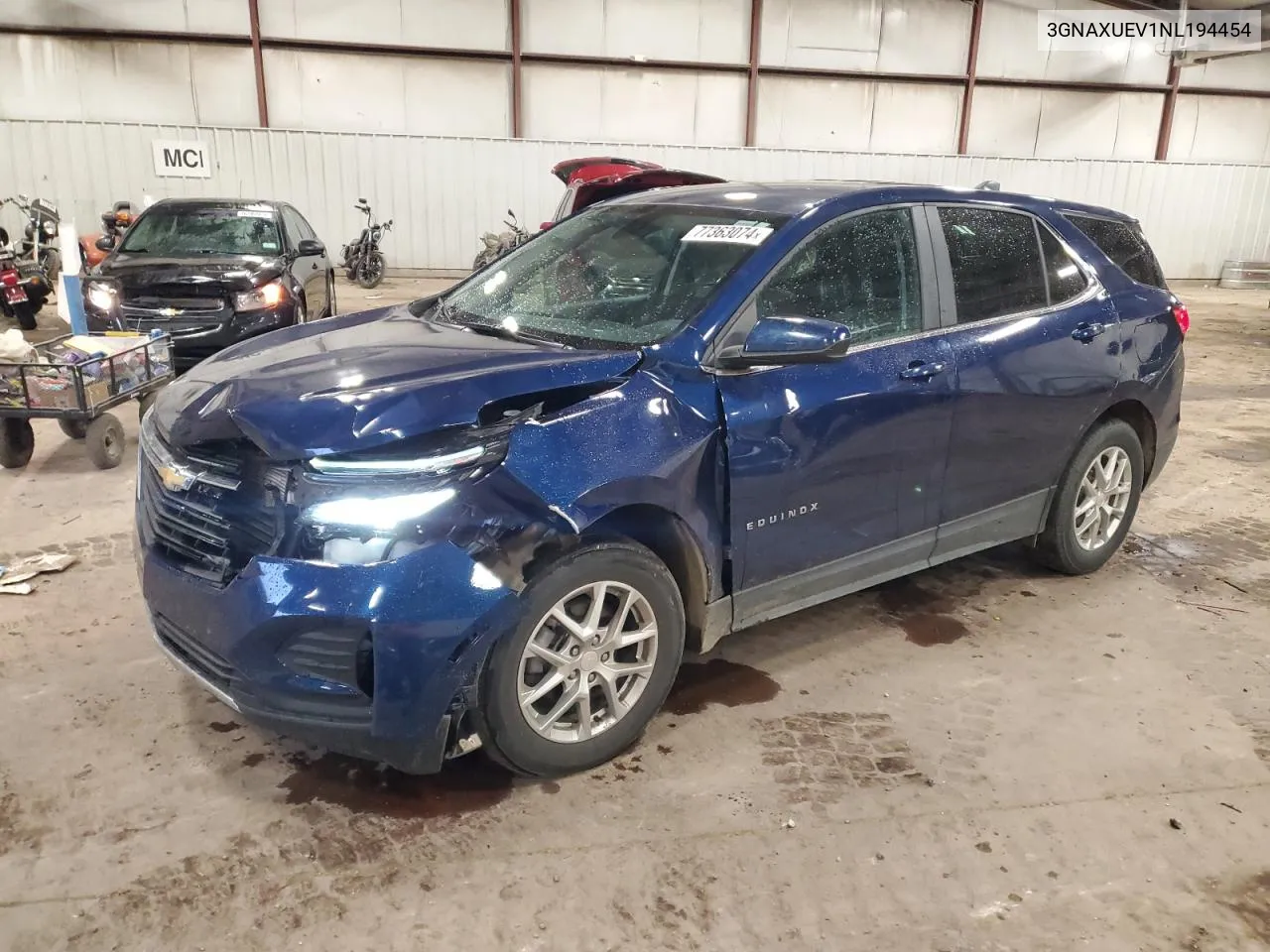 2022 Chevrolet Equinox Lt VIN: 3GNAXUEV1NL194454 Lot: 77363074