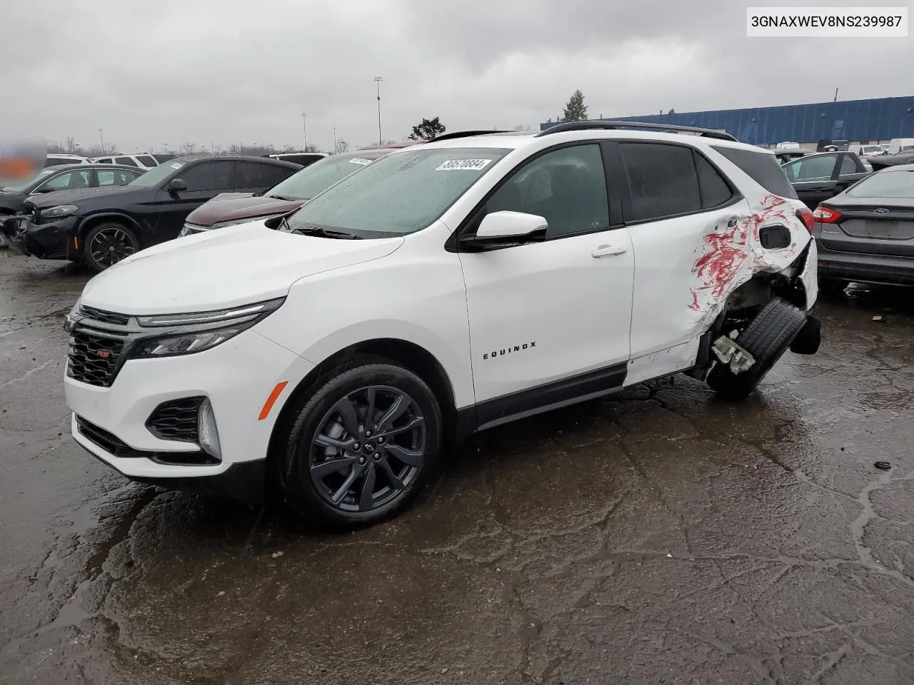 2022 Chevrolet Equinox Rs VIN: 3GNAXWEV8NS239987 Lot: 80570884