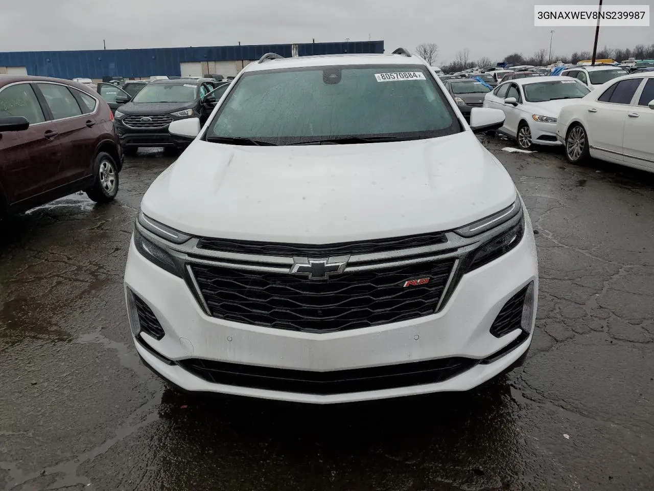 2022 Chevrolet Equinox Rs VIN: 3GNAXWEV8NS239987 Lot: 80570884