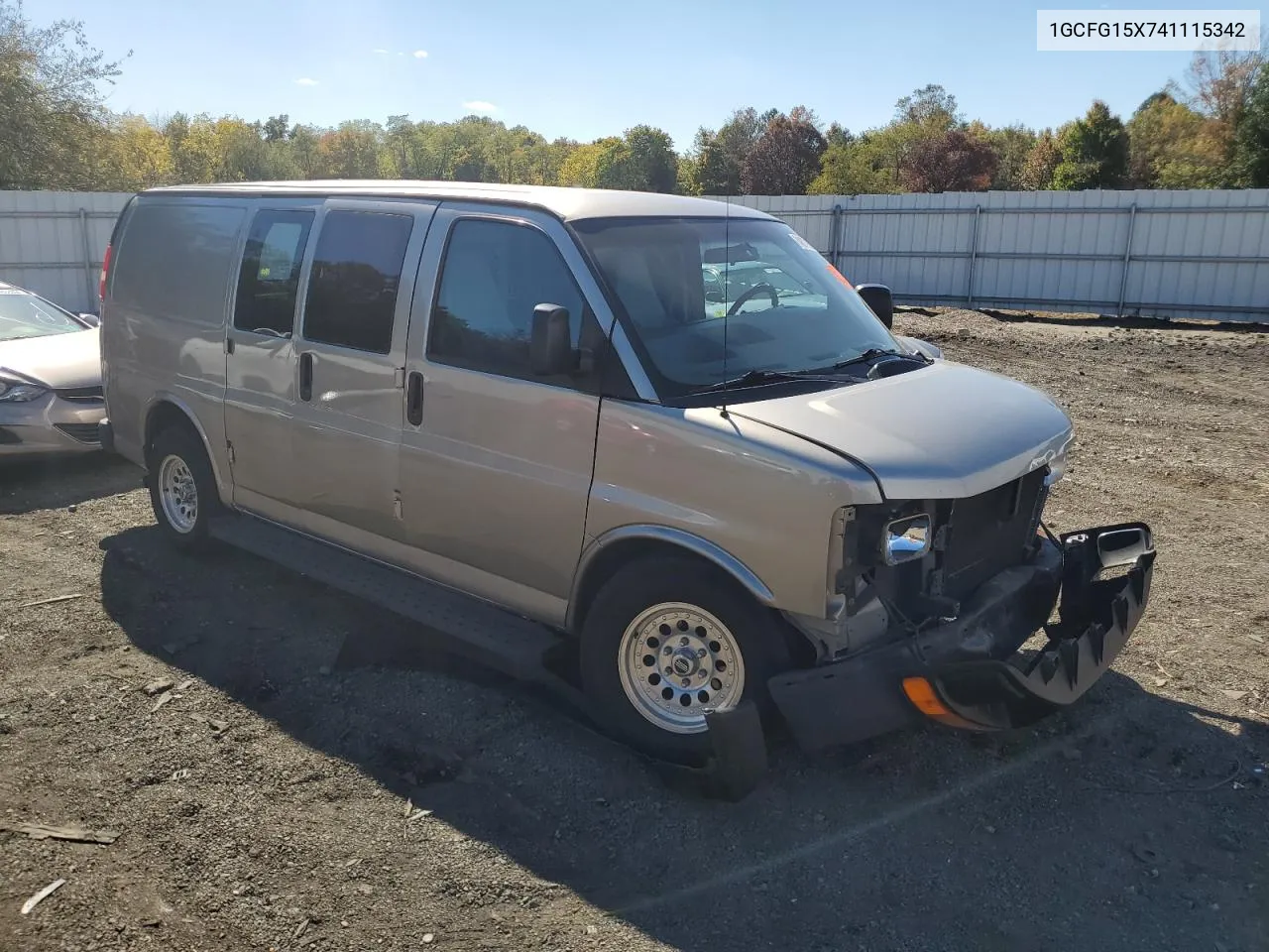 2004 Chevrolet Express G1500 VIN: 1GCFG15X741115342 Lot: 74877064