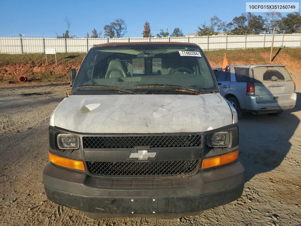 2005 Chevrolet Express G1500 VIN: 1GCFG15X351260749 Lot: 77482284