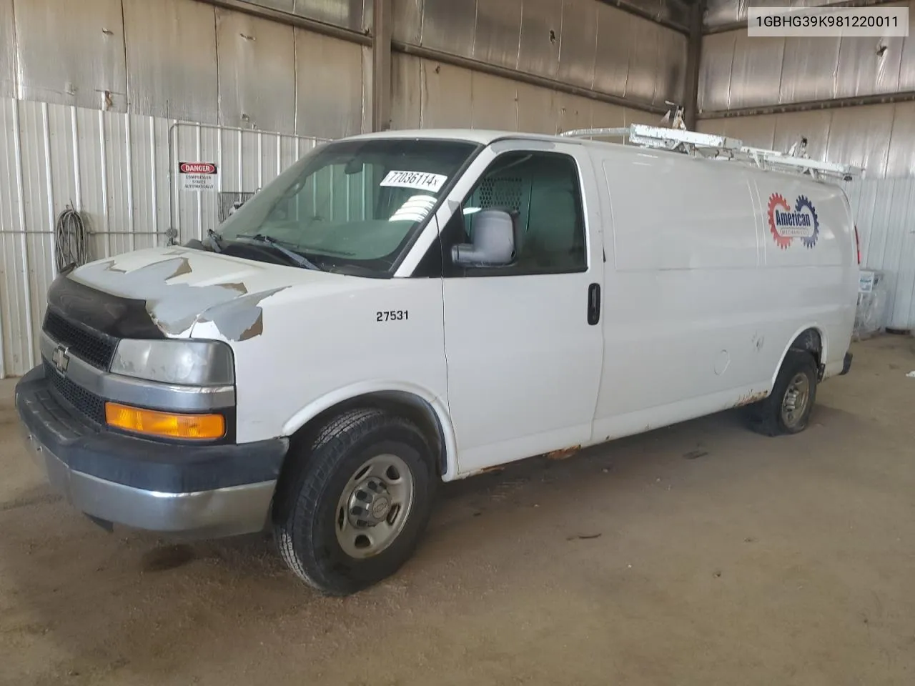 2008 Chevrolet Express G3500 VIN: 1GBHG39K981220011 Lot: 77036114