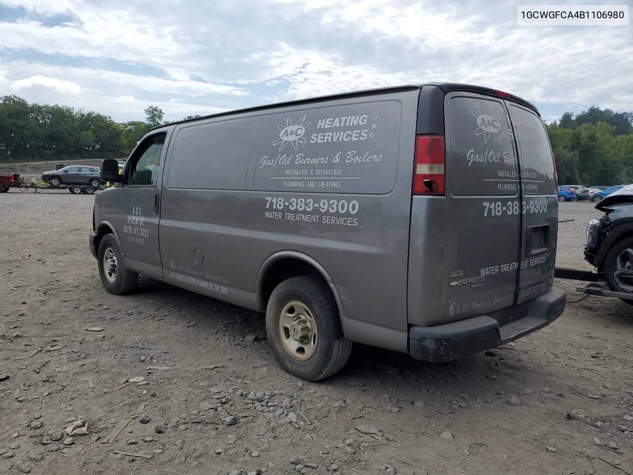 2011 Chevrolet Express G2500 VIN: 1GCWGFCA4B1106980 Lot: 69236594