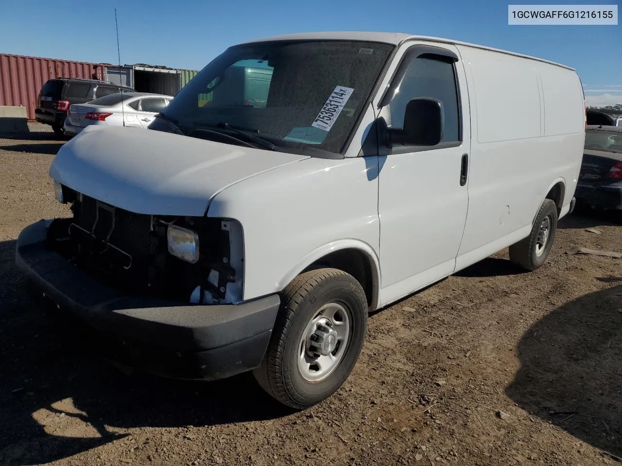 2016 Chevrolet Express G2500 VIN: 1GCWGAFF6G1216155 Lot: 75363114