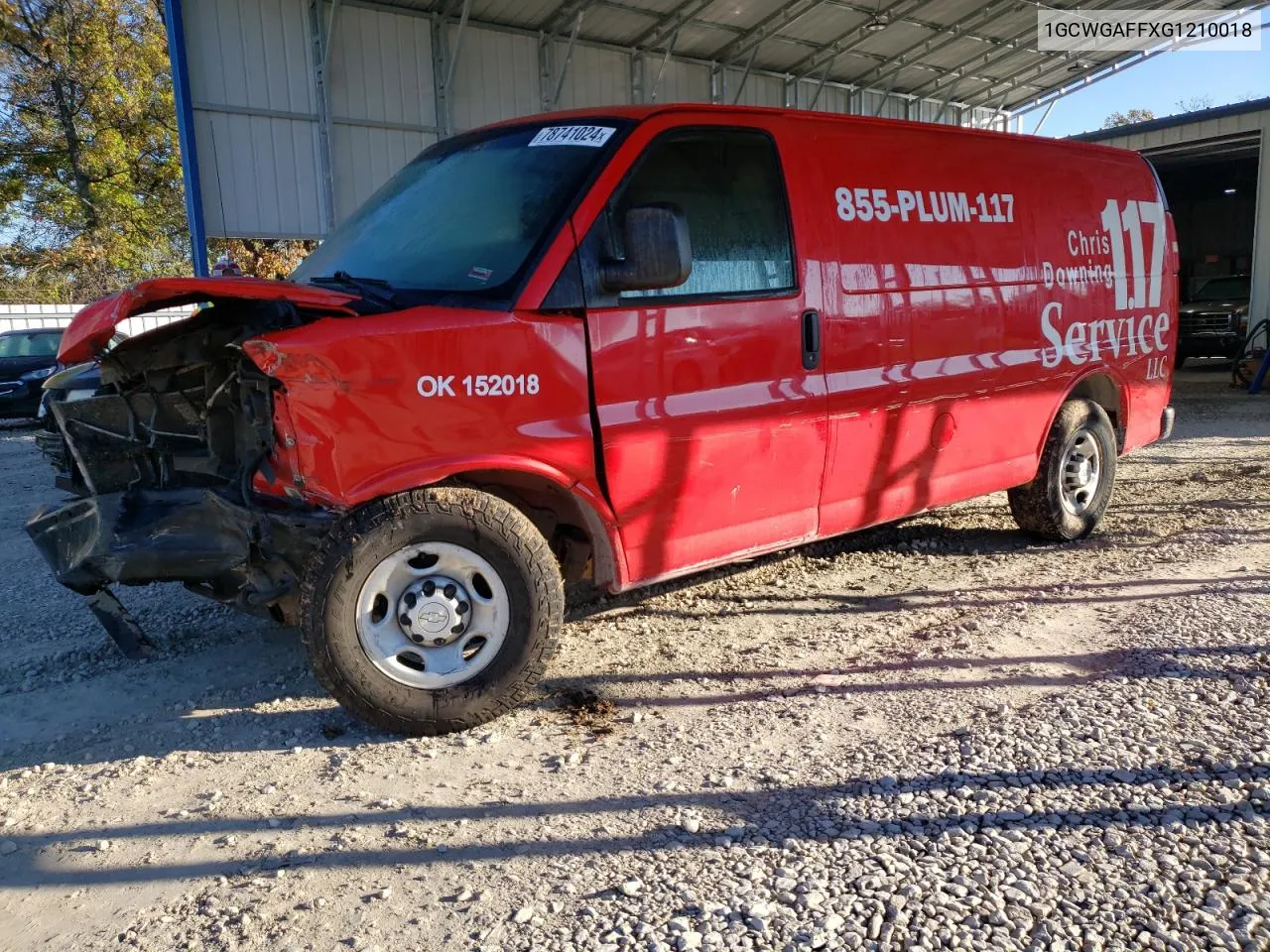 2016 Chevrolet Express G2500 VIN: 1GCWGAFFXG1210018 Lot: 78741024