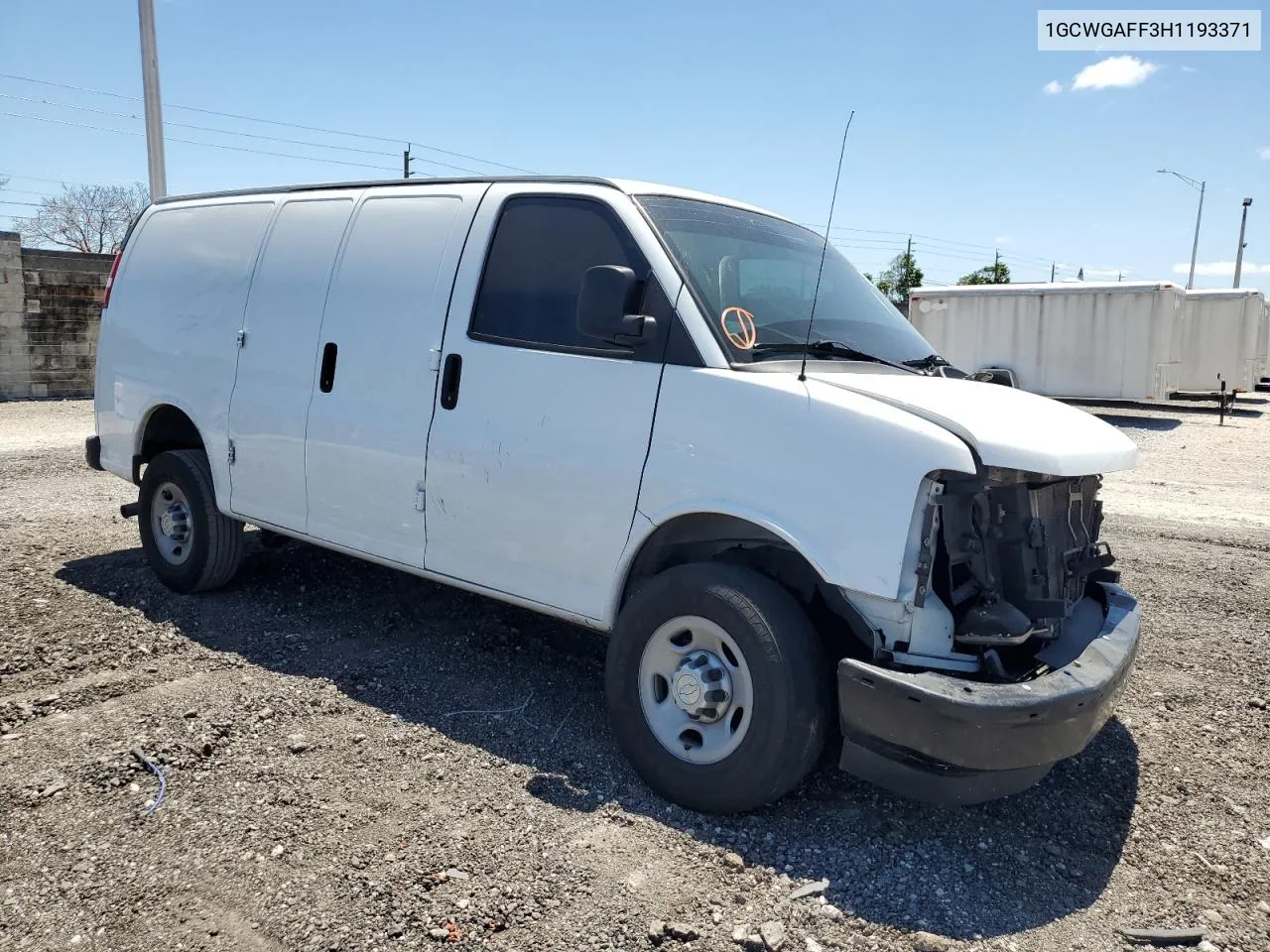 2017 Chevrolet Express G2500 VIN: 1GCWGAFF3H1193371 Lot: 50203694