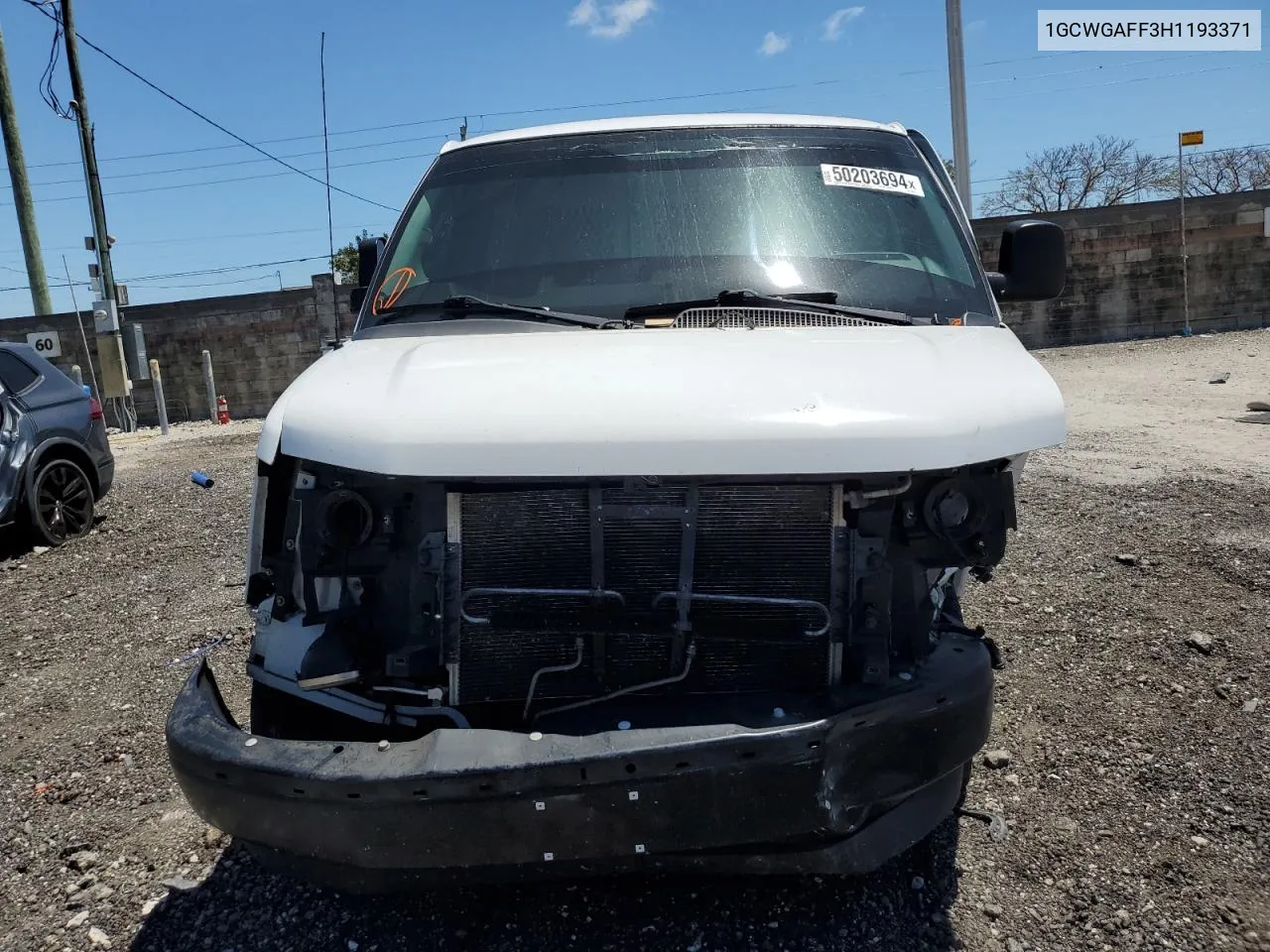 2017 Chevrolet Express G2500 VIN: 1GCWGAFF3H1193371 Lot: 50203694