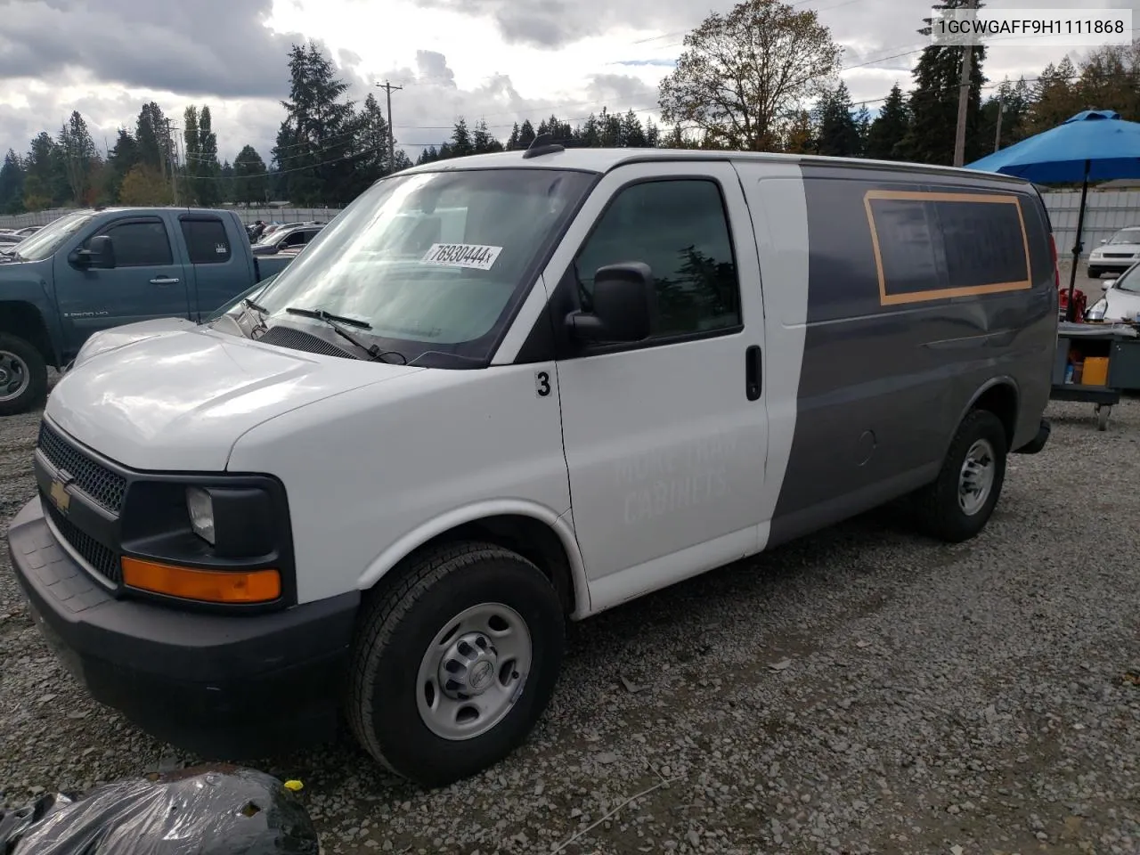 2017 Chevrolet Express G2500 VIN: 1GCWGAFF9H1111868 Lot: 76930444