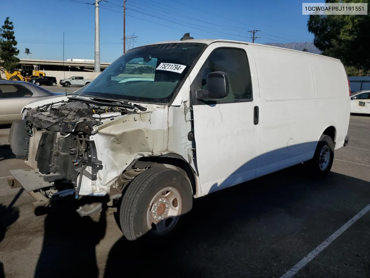 2018 Chevrolet Express G2500 VIN: 1GCWGAFP8J1191551 Lot: 75211794