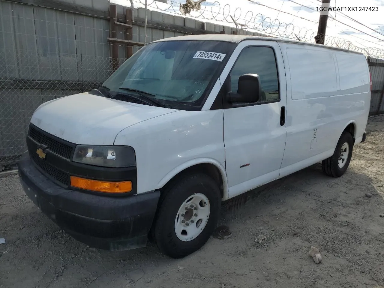 2019 Chevrolet Express G2500 VIN: 1GCWGAF1XK1247423 Lot: 78333414