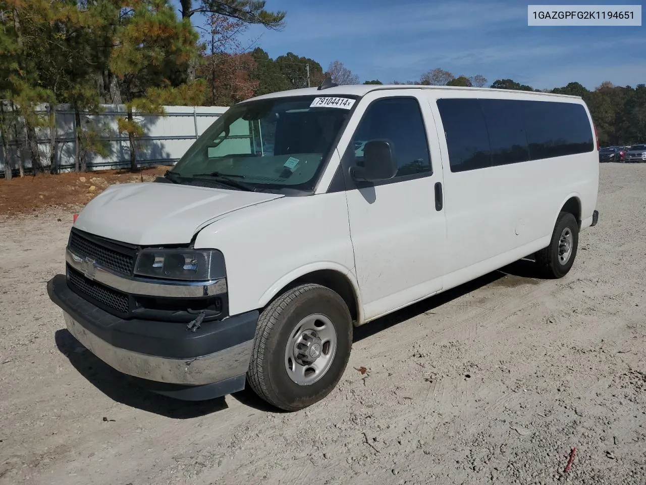 2019 Chevrolet Express G3500 Lt VIN: 1GAZGPFG2K1194651 Lot: 79104414