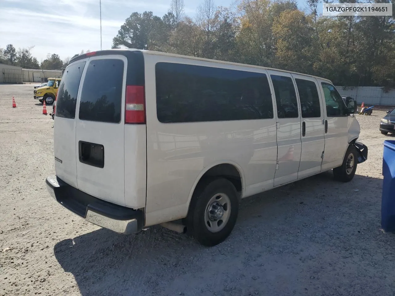 2019 Chevrolet Express G3500 Lt VIN: 1GAZGPFG2K1194651 Lot: 79104414