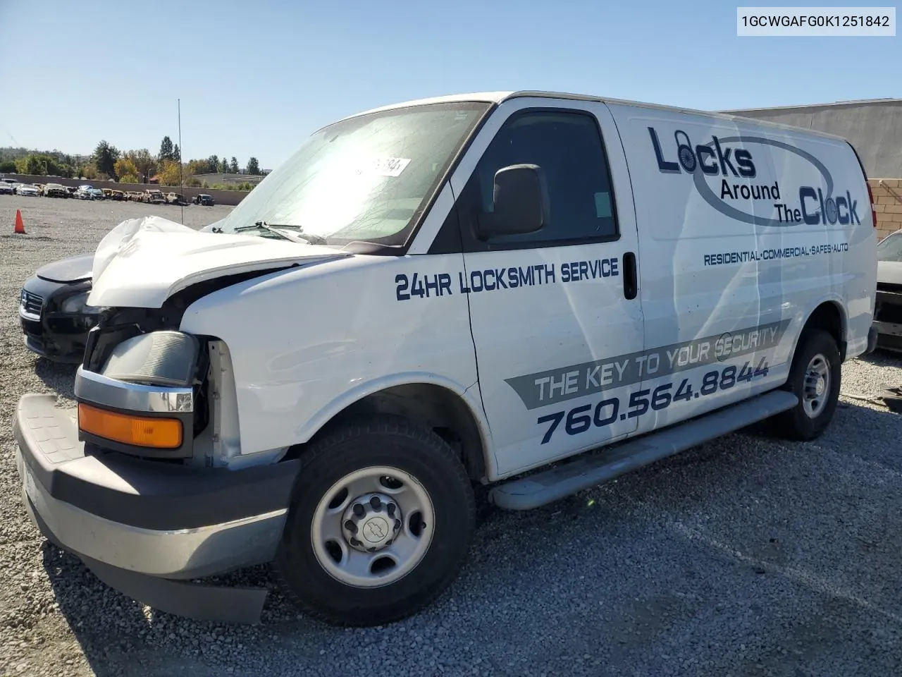 2019 Chevrolet Express G2500 VIN: 1GCWGAFG0K1251842 Lot: 79123884