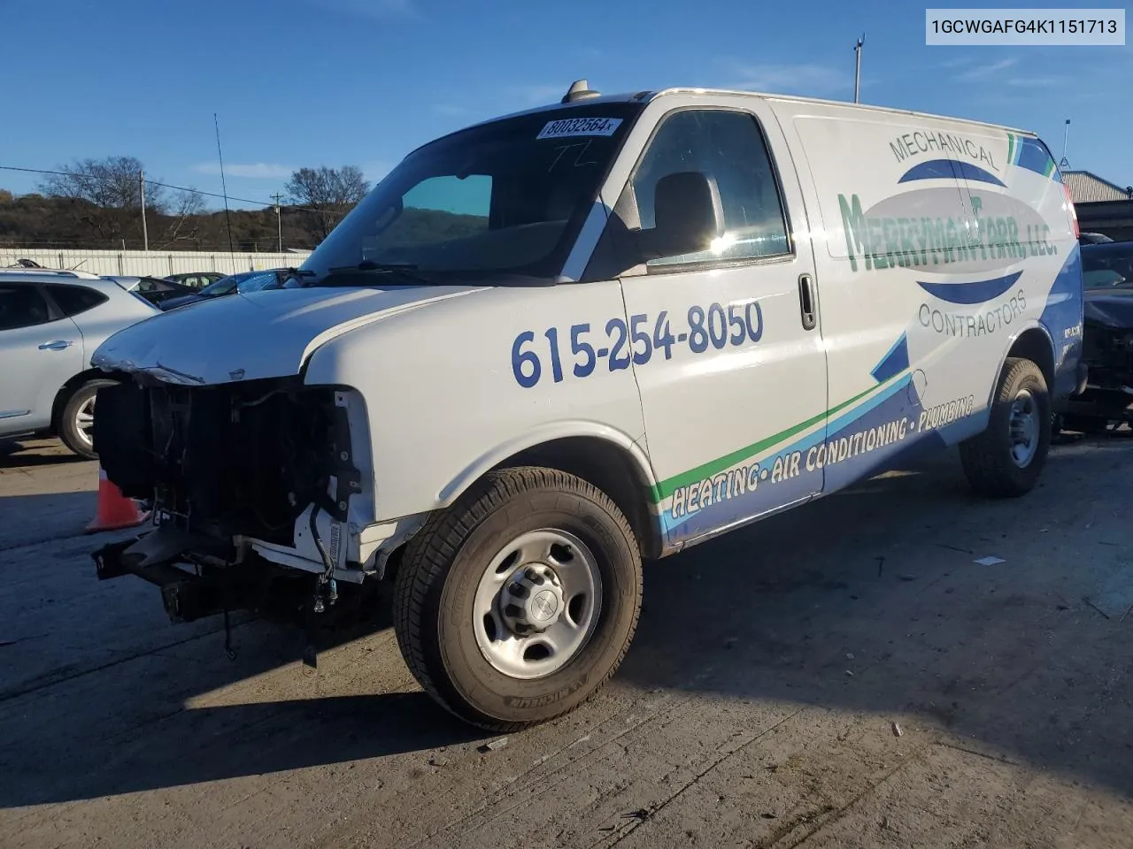 2019 Chevrolet Express G2500 VIN: 1GCWGAFG4K1151713 Lot: 80032564