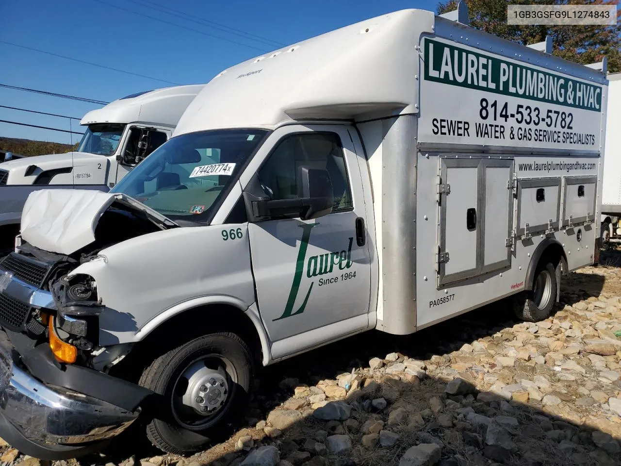 2020 Chevrolet Express G3500 VIN: 1GB3GSFG9L1274843 Lot: 74420774