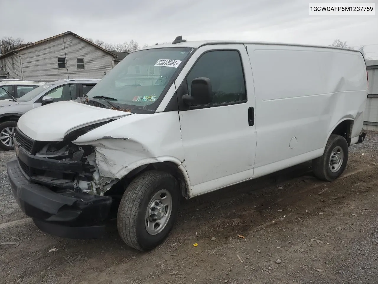 2021 Chevrolet Express G2500 VIN: 1GCWGAFP5M1237759 Lot: 80513994